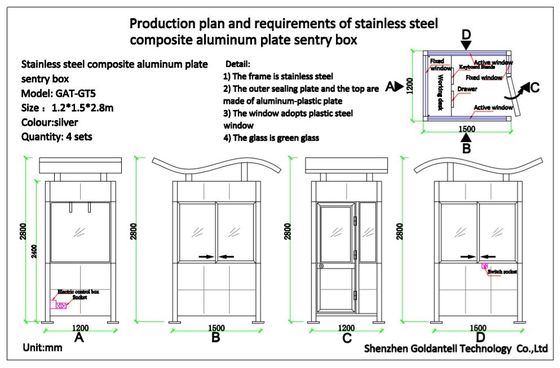 Color Steel Structure Outdoor Prefab Guard House Outdoor Security Booth