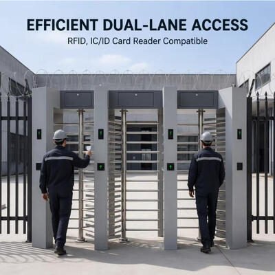 Buitenbeveiliging Dual Lane Full Height Turnstile 304 roestvrij staal RFID-kaart Gezichtsherkenning